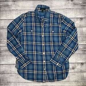 Ralph Lauren Flannel Shirt Blue Plaid | Size Large | Woman’s